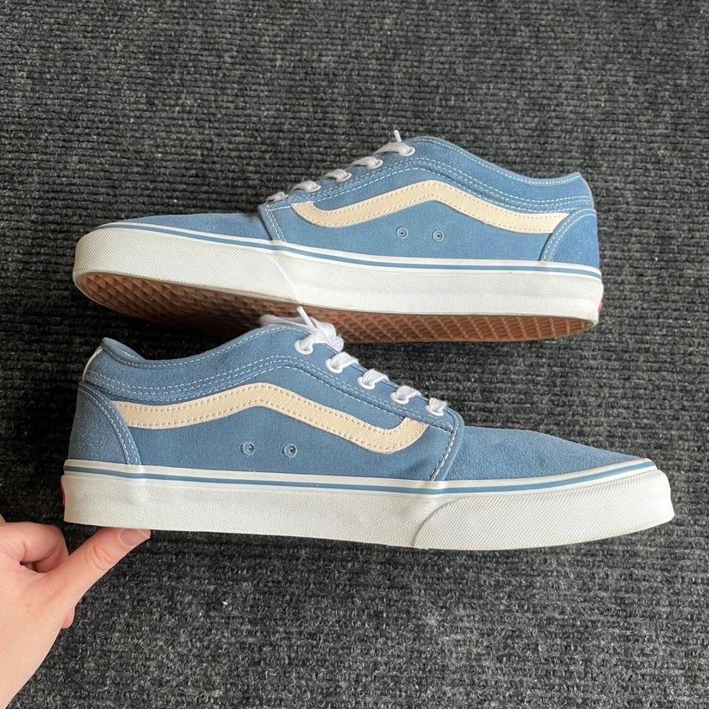 Vans Old Skool Skate Shoes Mens 13 Blue Suede Canvas Low Top popcush Sneakers